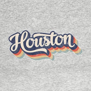 Retro 70s Style Houston Texas Vintage Stripes T-Shirt